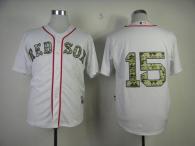 Boston Red Sox #15 Dustin Pedroia White USMC Cool Base Stitched MLB Jersey