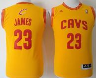 Revolution 30 Cleveland Cavaliers #23 LeBron James Gold Stitched Youth NBA Jersey