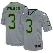 Nike Seattle Seahawks #3 Russell Wilson Lights Out Grey Men‘s Stitched NFL Elite Jersey