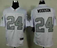 Nike Oakland Raiders #24 Charles Woodson White Silver No Men's Stitched NFL Elite Jersey