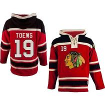 Chicago Blackhawks -19 Jonathan Toews Red Sawyer Hooded Sweatshirt Stitched NHL Jersey