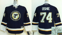 Autographed St Louis Blues -74 Tj Oshie Stitched Blue NHL Jersey