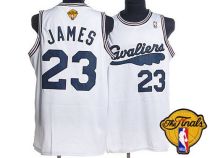 Mitchell and Ness Cleveland Cavaliers -23 LeBron James White Throwback The Finals Patch Stitched NBA