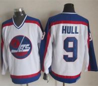 Winnipeg Jets -9 Bobby Hull White Blue CCM Throwback Stitched NHL Jersey