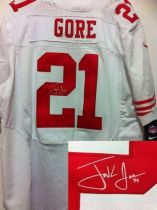 Nike San Francisco 49ers -21 Frank Gore White Mens Stitched NFL Elite Autographed Jersey