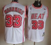 Miami Heat -33 Alonzo Mourning White Throwback Stitched NBA Jersey