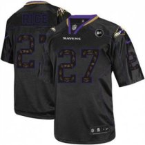 Nike Ravens -27 Ray Rice New Lights Out Black With Art Patch Stitched NFL Elite Jersey