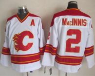 Calgary Flames -2 Al MacInnis White CCM Throwback Stitched NHL Jersey