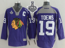 Chicago Blackhawks -19 Jonathan Toews Purple Practice 2015 Stanley Cup Stitched NHL Jersey