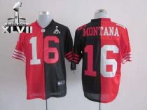 Nike San Francisco 49ers #16 Joe Montana Black Red Super Bowl XLVII Men‘s Stitched NFL Elite Split J