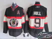 Autographed Chicago Blackhawks -9 Bobby Hull Black New Third Stitched NHL Jersey