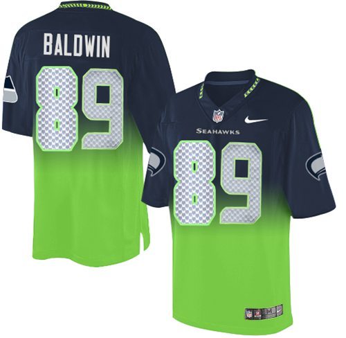 Nike Seahawks -89 Doug Baldwin Steel Blue Green Stitched NFL Elite Fadeaway Fashion Jersey