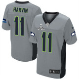 Seattle Seahawks Super Bowl XLVIII #11 Men's Percy Harvin Elite Grey Shadow Jersey