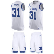 Cowboys -31 Byron Jones White Stitched NFL Limited Tank Top Suit Jersey