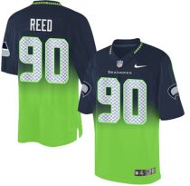 Nike Seahawks -90 Jarran Reed Steel Blue Green Stitched NFL Elite Fadeaway Fashion Jersey