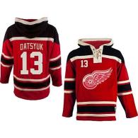 Detroit Red Wings -13 Pavel Datsyuk Red Sawyer Hooded Sweatshirt Stitched NHL Jersey
