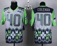 Nike Seattle Seahawks #40 Derrick Coleman Grey Super Bowl XLIX Men's Stitched NFL Elite Noble Fashio