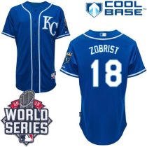 Kansas City Royals -18 Ben Zobrist Blue Alternate 2 Cool Base W 2015 World Series Patch Stitched MLB