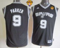 San Antonio Spurs #9 Tony Parker Black With Finals Patch Youth Stitched NBA Jersey