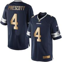 Nike Cowboys -4 Dak Prescott Navy Blue Team Color Stitched NFL Limited Gold Jersey