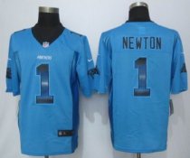 2015 New Nike Carolina Panthers -1 Cam Newton Pro Line Blue Fashion Strobe Jersey