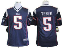 Nike Patriots -5 Tim Tebow Navy Blue Team Color Stitched NFL Game Jersey