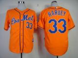 New York Mets -33 Matt Harvey Orange Los New York Mets Cool Base Stitched MLB Jersey