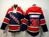 New York Rangers -30 Henrik Lundqvist Navy Blue Sawyer Hooded Sweatshirt Stitched NHL Jersey