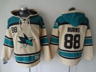San Jose Sharks -88 Brent Burns Cream Sawyer Hooded Sweatshirt Stitched NHL Jersey