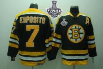 Boston Bruins Stanley Cup Finals Patch -7 Phil Esposito Stitched Black CCM Throwback NHL Jersey