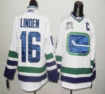 Vancouver Canucks -16 Trevor Linden Stitched White With 40TH Patch Third NHL Jersey
