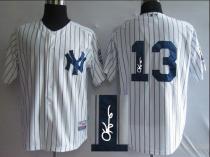 New York Yankees -13 Alex Rodriguez White Autographed Stitched MLB Jersey