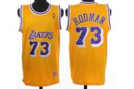 Mitchell and Ness Los Angeles Lakers -73 Dennis Rodman Stitched Yellow Throwback NBA Jersey