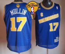 Golden State Warriors -17 Chris Mullin Blue Throwback The Finals Patch Stitched NBA Jersey