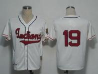 Mitchell And Ness 1948 Cleveland Indians -19 Bob Feller Cream Stitched Throwback MLB Jersey