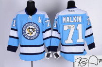 Autographed Pittsburgh Penguins -71 Evgeni Malkin Stitched Blue NHL Jersey