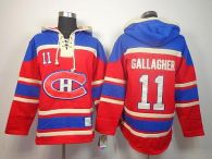 Montreal Canadiens -11 Brendan Gallagher Red Sawyer Hooded Sweatshirt Stitched NHL Jersey
