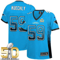 Nike Carolina Panthers #59 Luke Kuechly Blue Alternate Super Bowl 50 Women's Stitched NFL Elite Drif