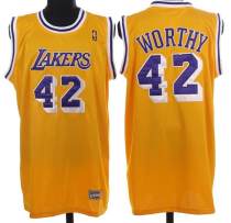 Mitchell&Ness Los Angeles Lakers -42 James Worthy Stitched Yellow Throwback NBA Jersey