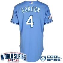 Kansas City Royals -4 Alex Gordon Light Blue Cool Base W 2014 World Series Patch Stitched MLB Jersey