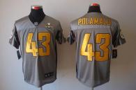 Nike Pittsburgh Steelers #43 Troy Polamalu Grey Shadow With 80TH Patch Men's Stitched NFL Elite Jers