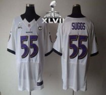 Nike Ravens -55 Terrell Suggs White Super Bowl XLVII Stitched NFL Elite Jersey