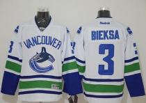 Vancouver Canucks -3 Kevin Bieksa White Stitched NHL Jersey