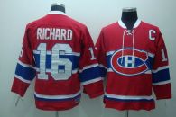 Montreal Canadiens -16 Henri Richard Stitched Red CH CCM Throwback NHL Jersey