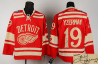 Autographed Detroit Red Wings -19 Steve Yzerman Red 2014 Winter Classic Stitched NHL Jersey