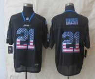 2014 New Nike Detroit Lions 21 Bush USA Flag Fashion Black Elite Jerseys