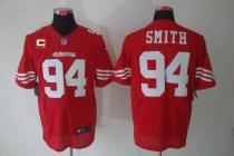 Nike San Francisco 49ers -94 Justin Smith Red Team Color With C Patch Mens Stitched NFL Elite Jersey