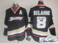 Autographed NHL Anaheim Ducks -8 Teemu Selanne Black Stitched Jersey