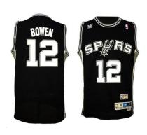 San Antonio Spurs -12 Bruce Bowen Black Throwback Stitched NBA Jersey