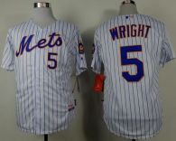 New York Mets -5 David Wright White Blue Strip Home Cool Base Stitched MLB Jersey